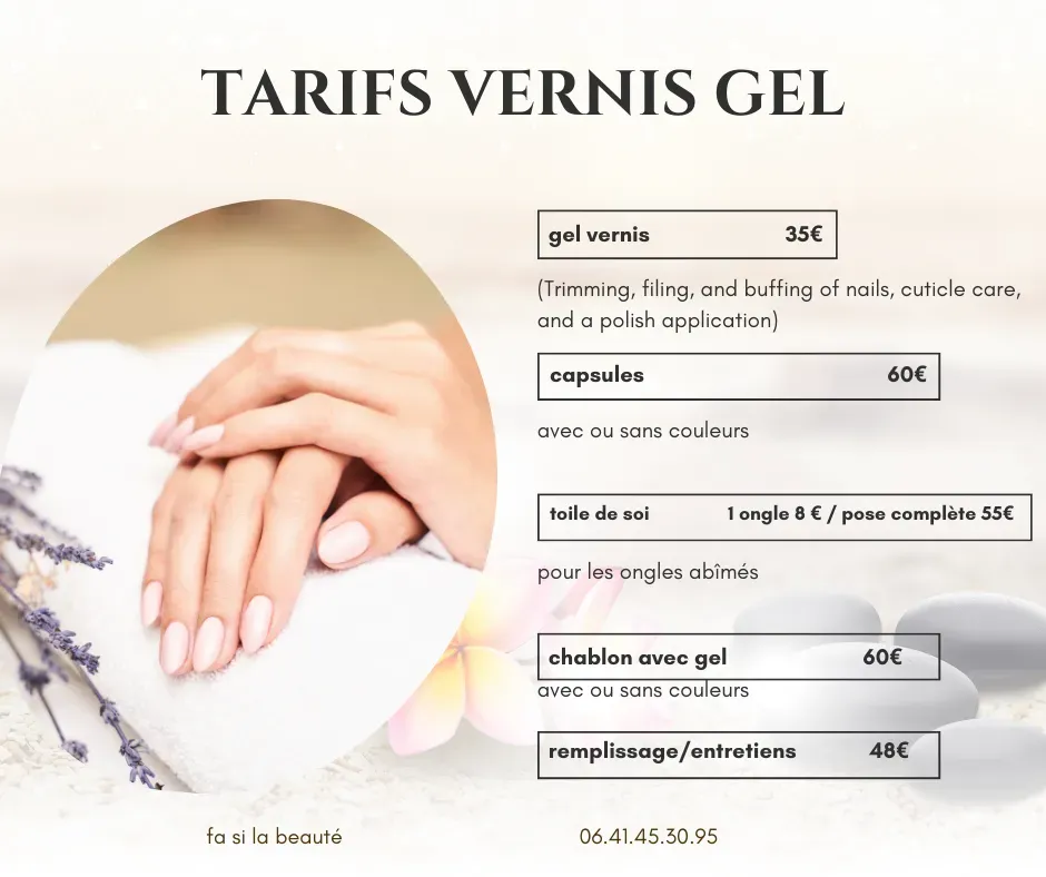 Tarifs vernis gel